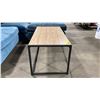 Image 3 : NATURAL WOOD BLACK METAL FRAMED COCKTAIL TABLE 42"W X 20"D X 18"H