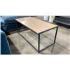 Image 4 : NATURAL WOOD BLACK METAL FRAMED COCKTAIL TABLE 42"W X 20"D X 18"H