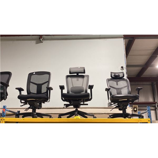 3 ASSORTED HIGH BACK MULTI LEVER ROLLING TASK CHAIRS