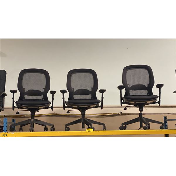 3 ASSORTED MID BACK MULTI LEVER ROLLING TASK CHAIRS