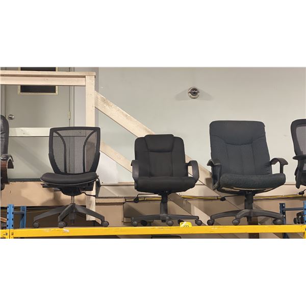 3 ASSORTED MID BACK MULTI LEVER ROLLING TASK CHAIRS