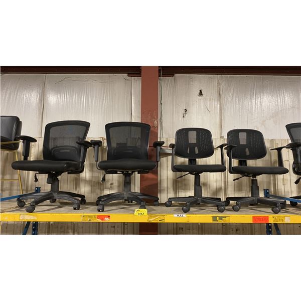 4 ASSORTED MID BACK MULTI LEVER ROLLING TASK CHAIRS