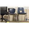 Image 3 : 2 ASSORTED MID BACK MULTI LEVER ROLLING TASK CHAIRS, & 2 BLUE PLASTIC STACKING CHAIRS
