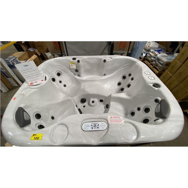 FAIRWAY SPAS 5 PERSON 29 JET PEBBLE WHITE ACRYLIC/ GREY SHADOW COMPOSITE SIDE HOT TUB WITH BALBOA