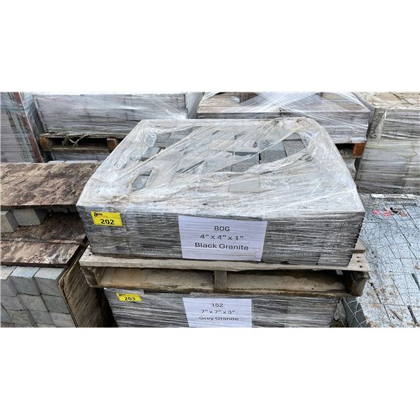 PALLET OF 4" X 4" X 1" BLACK GRANITE PREMIUM RETAINING WALL/PAVER STONES