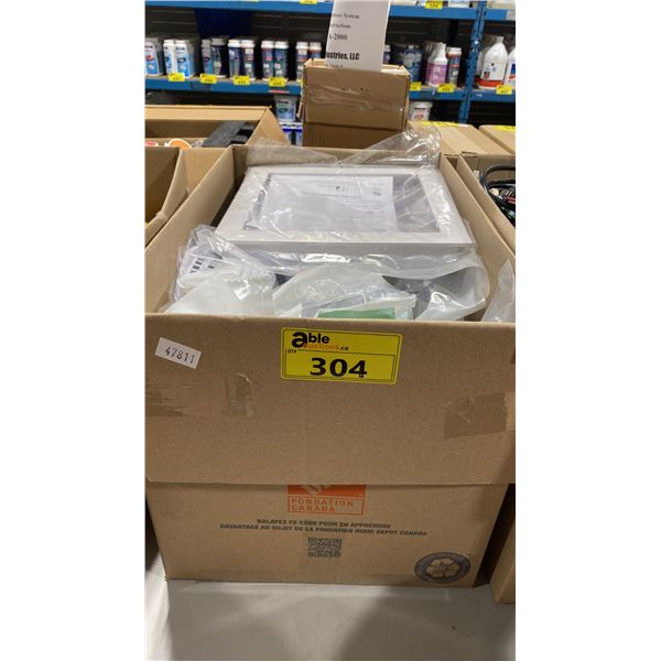 BOX OF ASSORTED SPA/POOL ITEMS INCLUDING; FILTER COVERS, BASKETS AND LOCKING CAPS