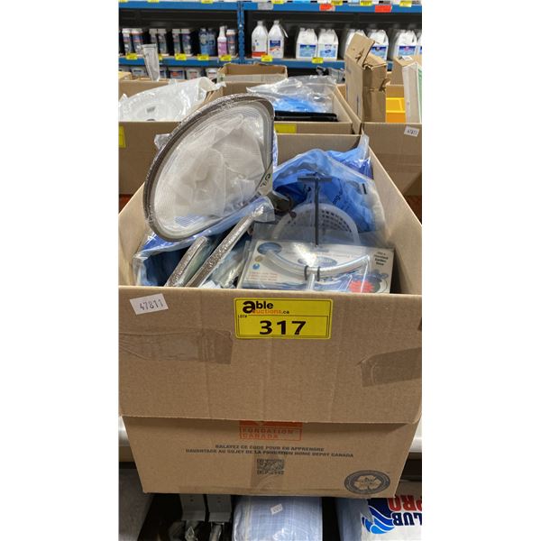 BOX OF ASSORTED SPA/POOL PARTS AND ACCESSORIES