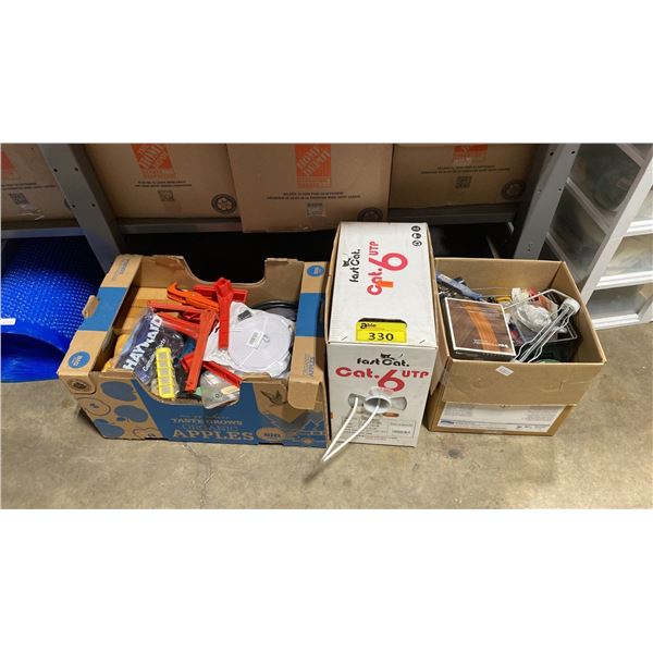 3 BOXES OF ASSORTED SPA/POOL PARTS, ACCESSORIES AND TOOLS