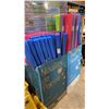 Image 8 : 2 BOXES OF RETAIL POOL NOODLES, MOBILE CART, SANITATION STATION, & BROOMS