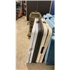 Image 4 : 3 PLASTIC FOLDING TABLES, & MOBILE CART WITH 22 BROWN PLASTIC FOLDING CHAIRS