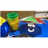 Image 4 : NEON OPEN SIGN, 2 BEACH BALLS, SAND BUCKETS, & SUN HAT WITH DISPLAY