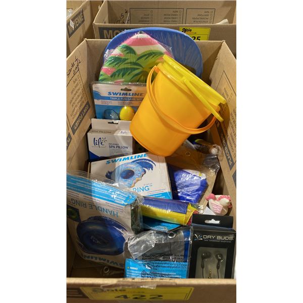 BOX OF ASSORTED SPA/POOL TOYS AND ACCESSORIES