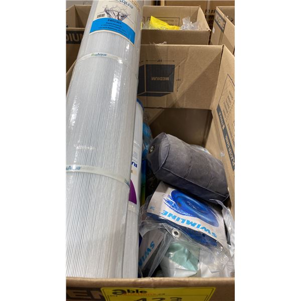 BOX OF ASSORTED SPA/POOL TOYS AND ACCESSORIES