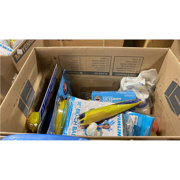 BOX OF ASSORTED SPA/POOL TOYS AND ACCESSORIES