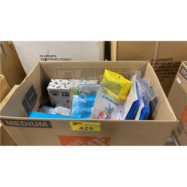 BOX OF ASSORTED SPA/POOL TOYS AND ACCESSORIES