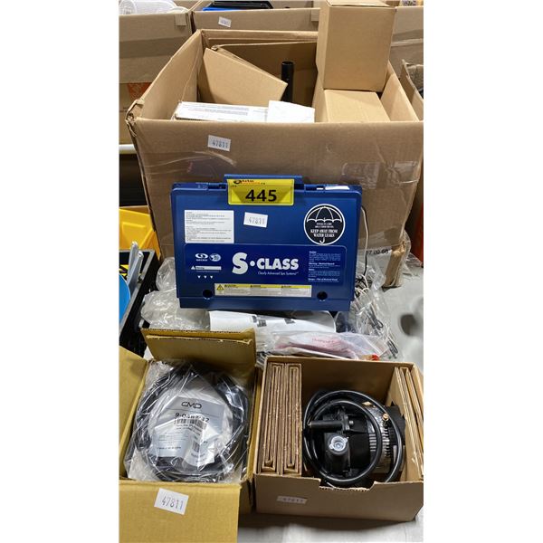 GOULDS CENTRIFUGAL PUMP, SPA OZONE GENERATOR, GECKO S-CLASS SPA SYSTEM AND TORK HYGIENE STAND
