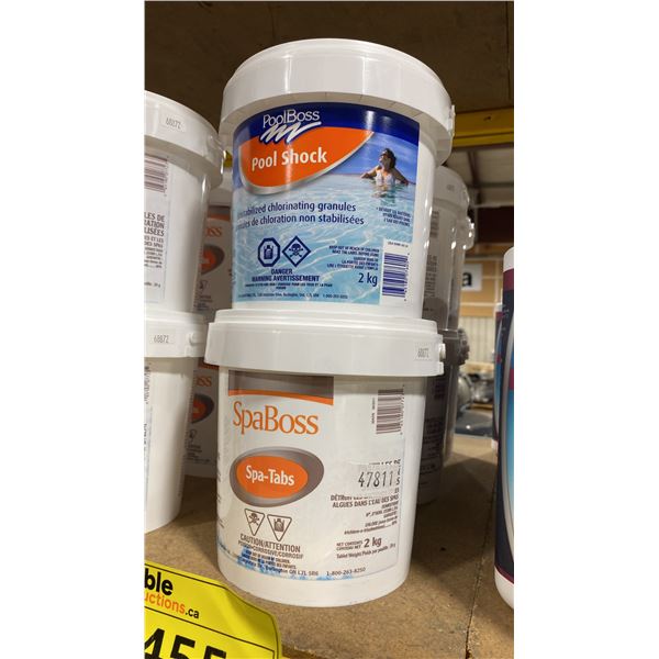 5- 2KG BUCKETS OF SPABOSS  SPA-TABS AND 1-2KG BUCKET OF POOLBOSS POOL SHOCK