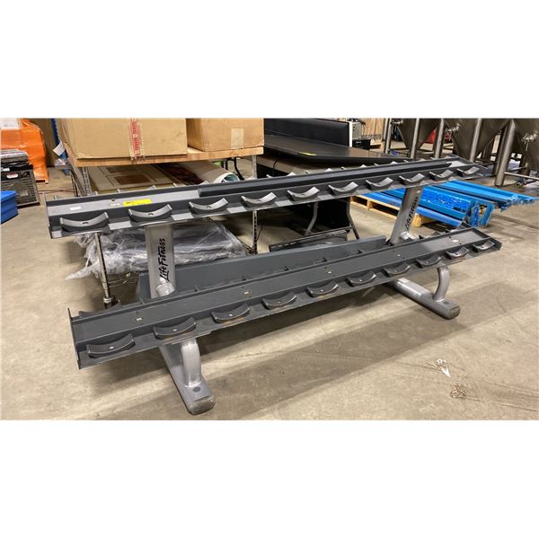 LIFE FITNESS 20 WEIGHT 2 TIER GREY COMMERCIAL DUMBBELL RACK