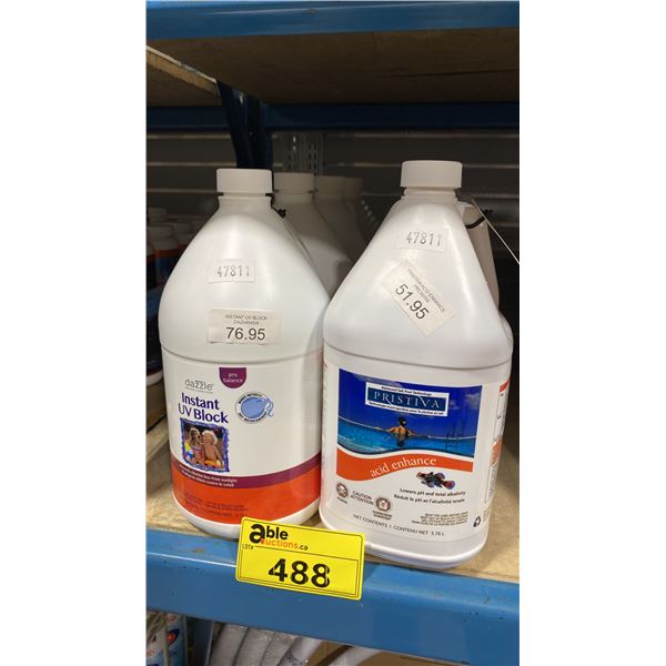 4-3.78L BOTTLES OF DAZZLE INSTANT UV BLOCK AND 4-3.78L BOTTLES OF PRISTIVA ACID ENHANCE