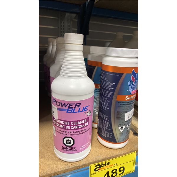 7-700G BOTTLES OF SPALIFE SANITIZE AND 7-1L BOTTLES OF POWER BLUE CARTRIDGE CLEANER