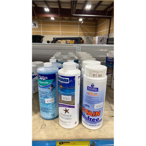 15 BOTTLES OF SPA/POOL CHEMICALS