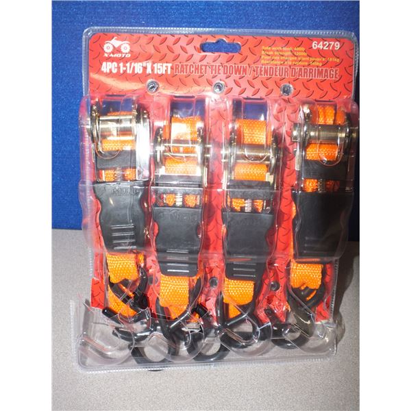 4pc Ratchet Tie Down Set