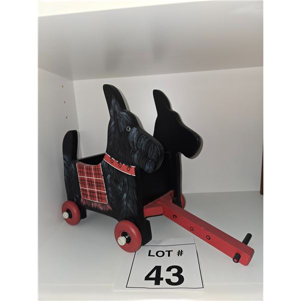 VINTAGE WOODEN SCOTTIE DOG PULL TOY