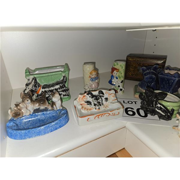 VINTAGE SCOTTISH TERRIER CERAMIC PLANTERS & DESK ACCESSORIES LOT