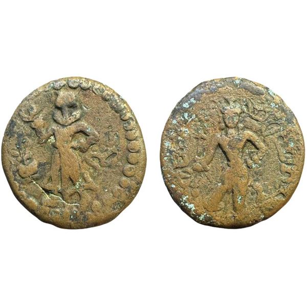 Ancient, Yaudheyas, Tribal Republic (1st Century AD), Copper Unit, 10.12 gms, Obv. Standing warrior 