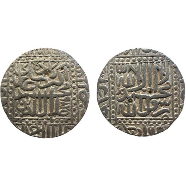 Akbar (1556-1605 AD), silver rupee, Dar us-Sultanat Ahmedabad mint, AH 982, KM 80.2, 11.25g. Very fi