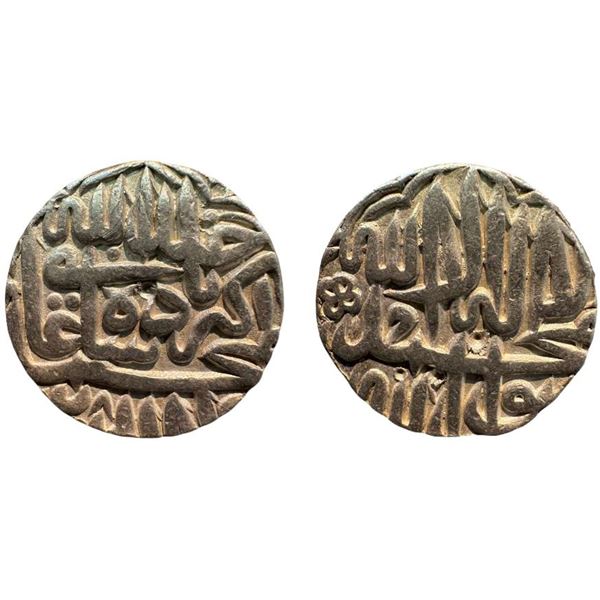 Akbar (1556-1605 AD), silver rupee, Lahore mint, AH 98x, mint out of flan KM 80.12, 11.220g. Very fi