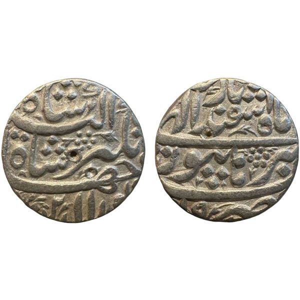 Jahangir with the name of Noor Jahan (1623-1627 AD), silver rupee, Lahore mint, 'Sad Zewar' couplet,