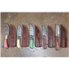 Image 1 : (5) Fixed Blade Damascus Steel KNIVES with Leather Sheaths