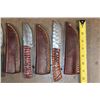 Image 5 : (5) Fixed Blade Damascus Steel KNIVES with Leather Sheaths