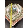 Image 2 : Big Heart Shaped Bowl Carved from a single piece of GREEN BANDED ONYX