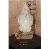 Image 7 : WHITE MANDARIN DUCK Mounted on a Natural Wood Log and Wood Plaque Base