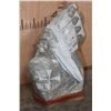 Image 2 : Large Alabaster Stone Indian Chief SCULPTURE on a Wood Base