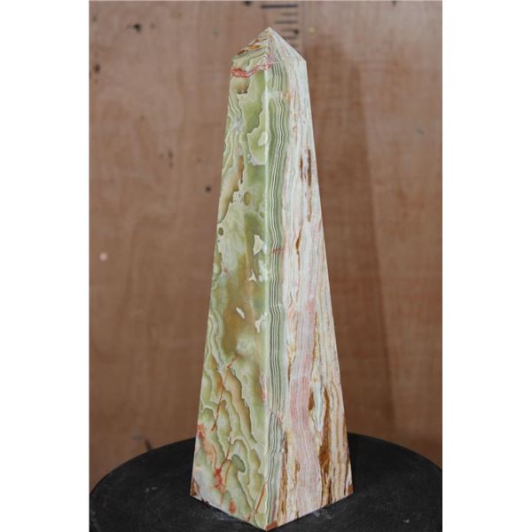XL Polished GREEN BANDED ONYX Obelisk
