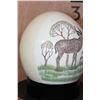 Image 5 : Scrimshawed OSTRICH Egg by African Artist "NQO" displayed on a Tall Metal Stand
