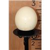 Image 6 : Scrimshawed OSTRICH Egg by African Artist "NQO" displayed on a Tall Metal Stand