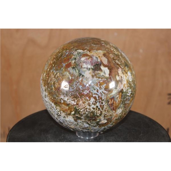 XXL OCEAN JASPER Mineral Sphere with Druzy Crystal Caves, Weight: 18 lbs