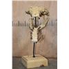 Image 4 : Fossilized CROCODILIAN Skull on a Custom Metal and Wood Stand