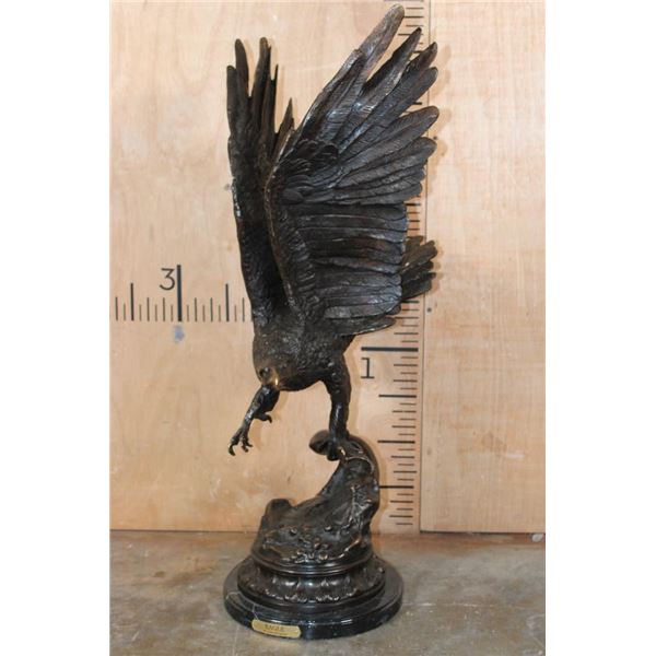 XXL Bronze "EAGLE" Sculpture after Jules Moigniez on a Marble Base, Weight: 40 lbs