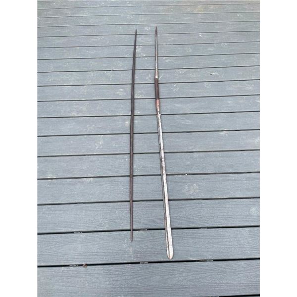 (1) African MASSAI SPEAR and (1) South American Wooden SPEAR