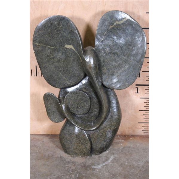 XXL Hand-carved SERPENTINE Stone ELEPHANT and Child Sculpture by Shona artisans in Zimbabwe