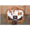 Image 1 : *Brand New* Brown and White Cowhide Leather DUFFLE BAG or Luggage with Fringe