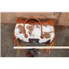 Image 2 : *Brand New* Brown and White Cowhide Leather DUFFLE BAG or Luggage with Fringe