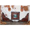 Image 3 : *Brand New* Brown and White Cowhide Leather DUFFLE BAG or Luggage with Fringe