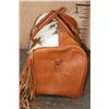 Image 6 : *Brand New* Brown and White Cowhide Leather DUFFLE BAG or Luggage with Fringe