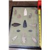 Image 2 : (27) Native American ARROWHEADS or Spear Points in a Display Case